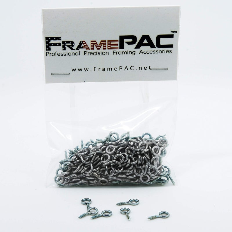 FramePac 200 Pcs Small Eye Screws Heavy Duty Silver Hook Eyes Bolts Eyelet Screw for Hanging Picture Frame Wall Arts Paintings & Home Decoration - Image 1